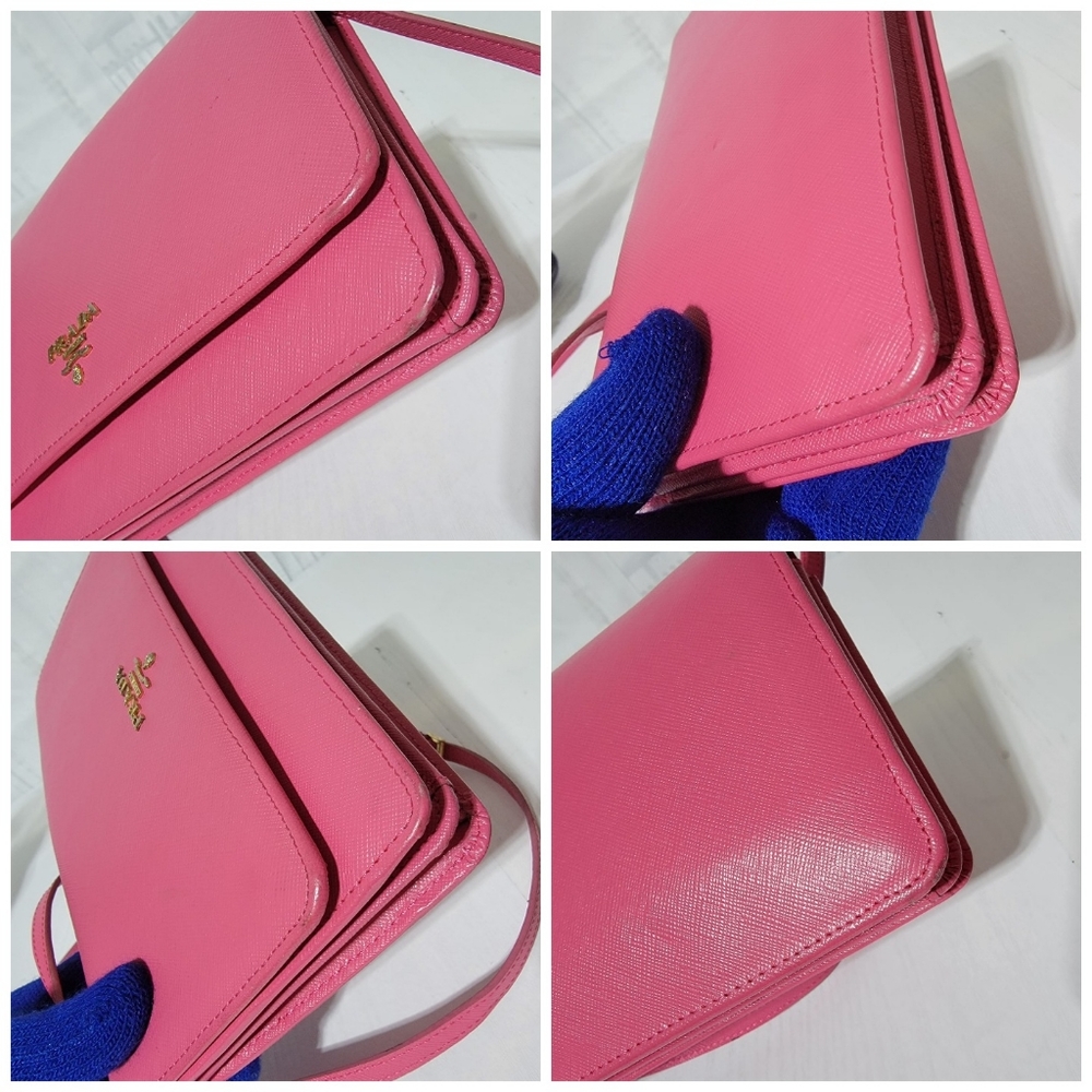 PRADASaffiano Lux Metal Flap Wallet with Strap Peonia Geranio - Picture 15 of 16